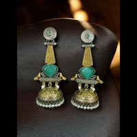Maharani Jewels Gold Plated Pota Stone And Pearl Jhumki Earrings