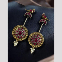 Maharani Jewels Designer 2 Tone Pota Stone Dangle Earrings