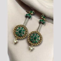 Maharani Jewels Designer 2 Tone Pota Stone Dangle Earrings