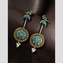 Maharani Jewels Designer 2 Tone Pota Stone Dangle Earrings