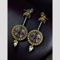 Maharani Jewels Designer 2 Tone Pota Stone Dangle Earrings