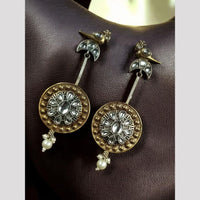 Maharani Jewels Designer 2 Tone Pota Stone Dangle Earrings