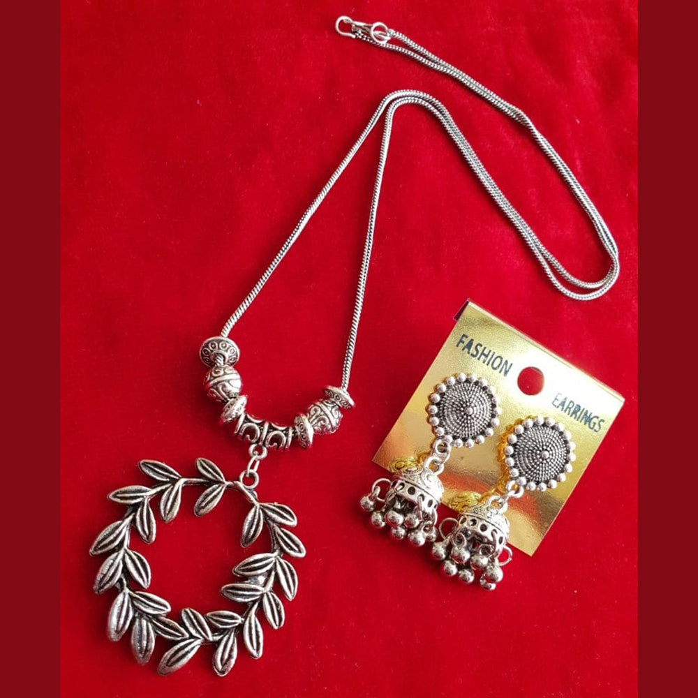 Maharani Jewels Oxidised Plated Leaves Design Necklace Set
