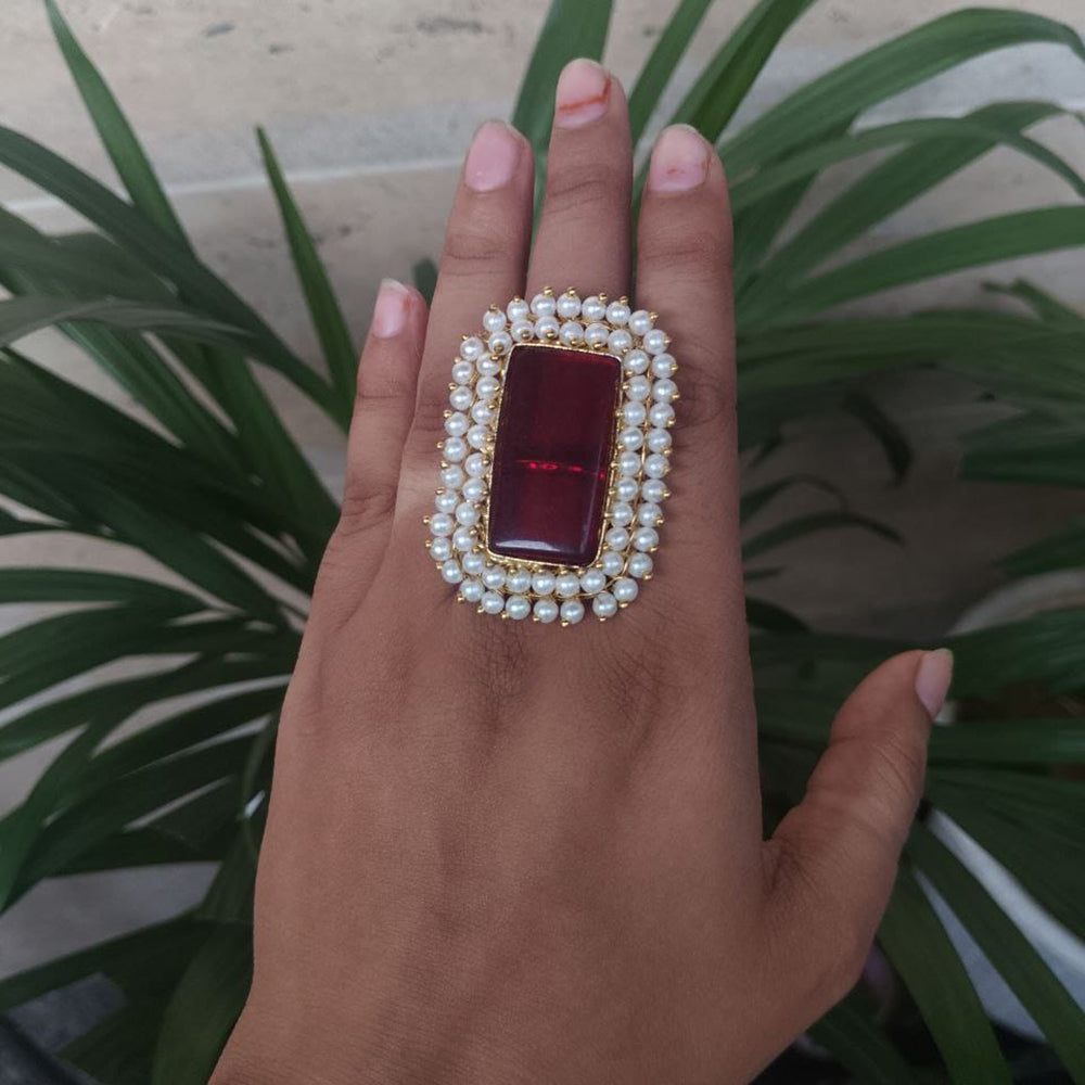 Maharani Jewels Royal Elegance Pota Stone And Pearl Ring