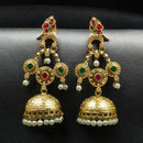 Maharani Jewels Gold Plated Bird Danglers Earrings With Stone And Pearl Work