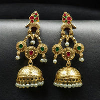 Maharani Jewels Gold Plated Bird Danglers Earrings With Stone And Pearl Work