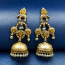 Maharani Jewels Gold Plated Bird Danglers Earrings With Stone And Pearl Work