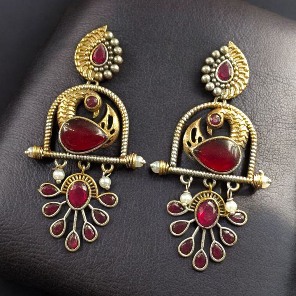Maharani Jewels Designer Pota Stone And Pearl Dangler Earrings