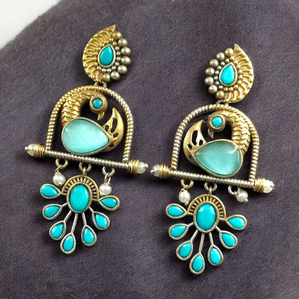 Maharani Jewels Designer Pota Stone And Pearl Dangler Earrings