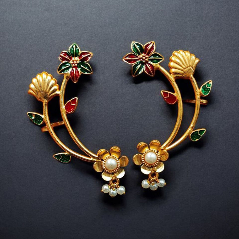 Maharani Jewels Designer Meenakari Floral Earcuffs Earrings