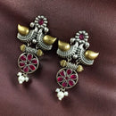 Maharani Jewels Regal Finish 2-Tone Plated Pota Stone And Pearl Dangler Earrings