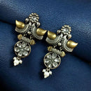 Maharani Jewels Regal Finish 2-Tone Plated Pota Stone And Pearl Dangler Earrings