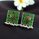 Maharani Jewels Classic Pearl And Meenakari Ethnic Dangler Earrings