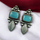 Maharani Jewels Rustic Charm Oxidised Plated Pota Stone Dangler Earrings