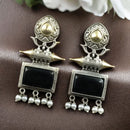 Maharani Jewels Regal Finish 2-Tone Plated Pota Stone And Pearl Dangler Earrings