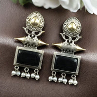 Maharani Jewels Regal Finish 2-Tone Plated Pota Stone And Pearl Dangler Earrings