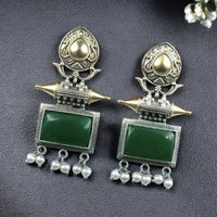 Maharani Jewels Regal Finish 2-Tone Plated Pota Stone And Pearl Dangler Earrings