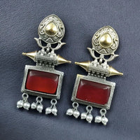 Maharani Jewels Regal Finish 2-Tone Plated Pota Stone And Pearl Dangler Earrings