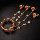 Maharani Jewels Pota Stone Hand Chain With Pearl Hand Harness Accents