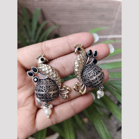 Maharani Jewels 2 Tone Plated Pota Stone And Pearl Dangler Earrings