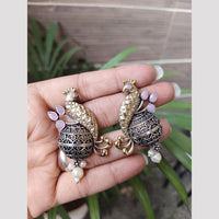 Maharani Jewels 2 Tone Plated Pota Stone And Pearl Dangler Earrings