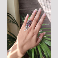 Maharani Jewels Vintage Oxidised Pota Stone And Pearl Designer Ring
