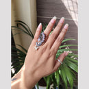Maharani Jewels Vintage Oxidised Pota Stone And Pearl Designer Ring