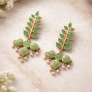 Maharani Jewels Elegance Pota Stone And Meenakari Pearl Dangler Earrings