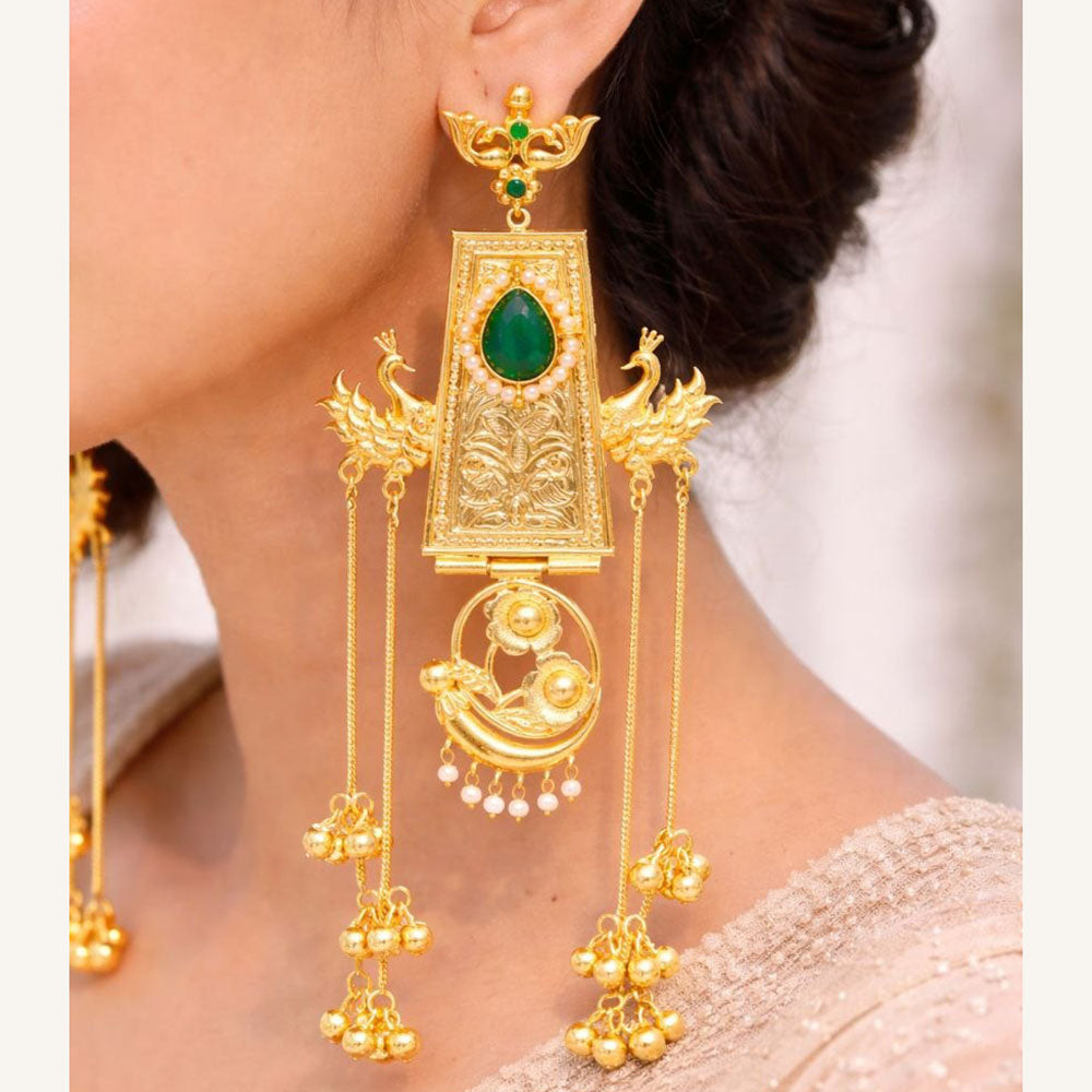 Maharani Jewels Elegance Pota Stone And Pearl Dangler Earrings