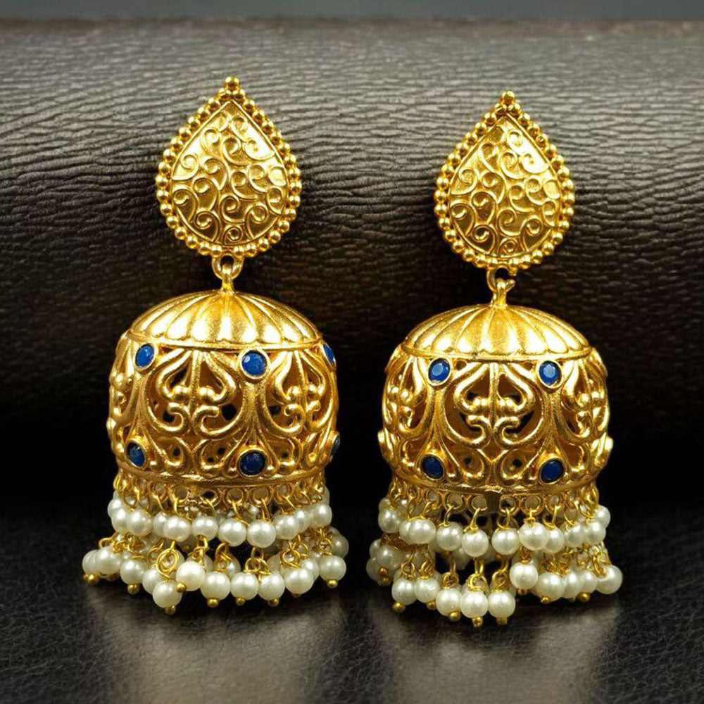 Maharani Jewels Grace Pota Stone And Pearl Jhumki Earrings