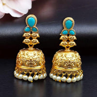 Maharani Jewels Grace Pota Stone And Pearl Jhumki Earrings