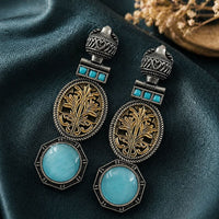 Maharani Jewels 2 Tone Plated Classic Pota Stone Dangler Earrings