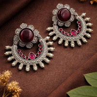 Maharani Jewels Oxidised Plated Elegant Pearl Hanging Earrings