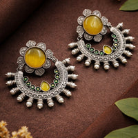 Maharani Jewels Oxidised Plated Elegant Pearl Hanging Earrings
