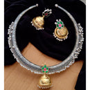 Maharani Jewels 2 Tone Plated Pota Stone And Pearl Necklace Set