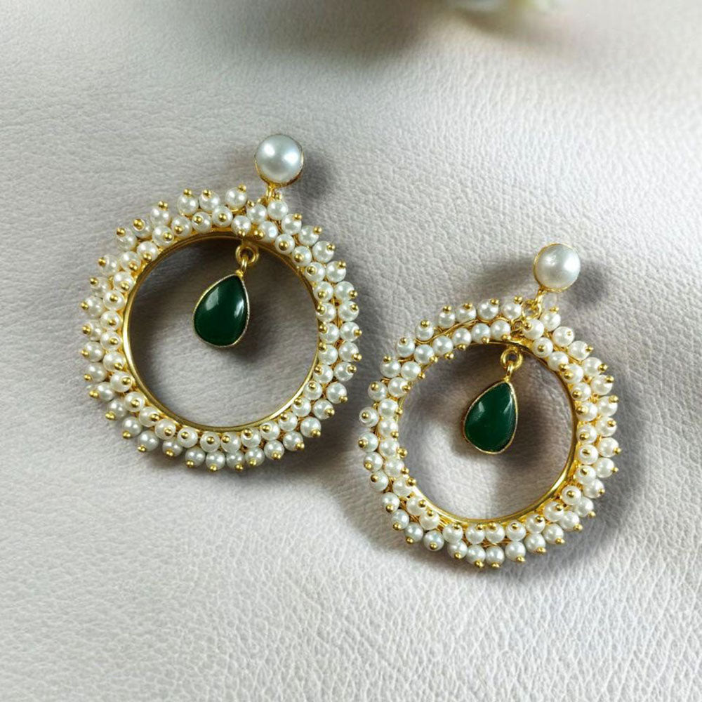 Maharani Jewels Elegance Pota Stone And Pearl Dangler Earrings