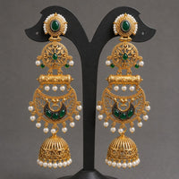 Maharani Jewels Ethnic Pearl And Pota Stone Jhumki Earrings