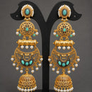 Maharani Jewels Ethnic Pearl And Pota Stone Jhumki Earrings