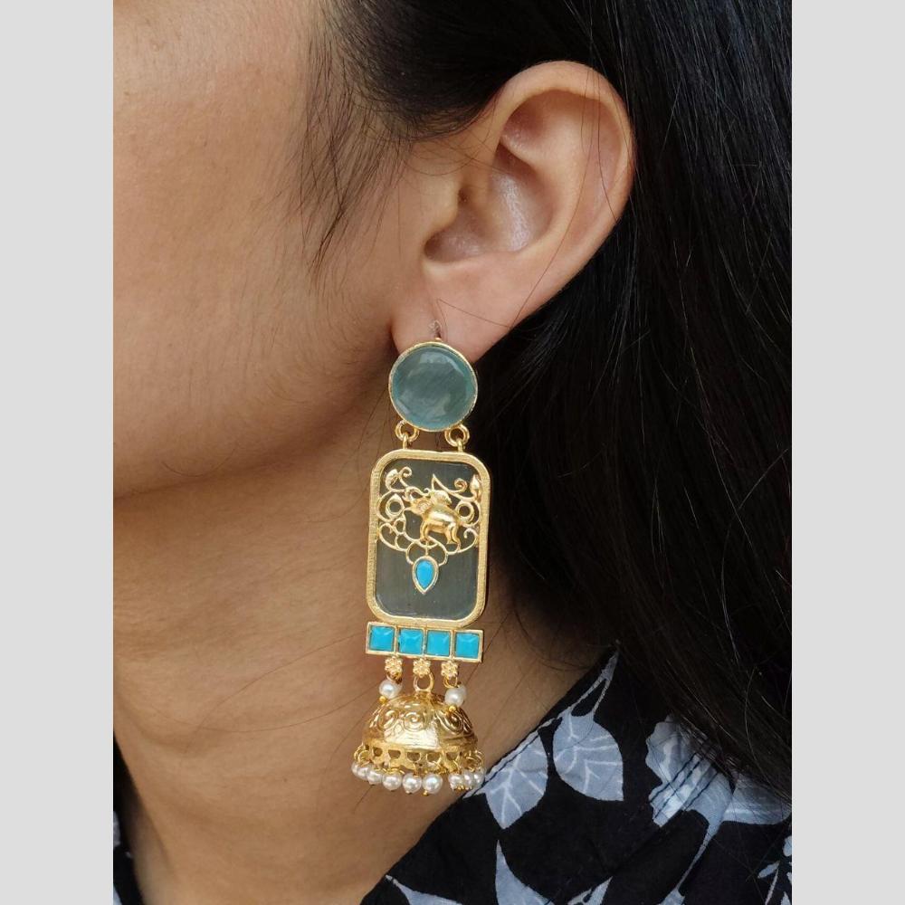 Maharani Jewels Classic Pota Stone Pearl Jhumki Earrings