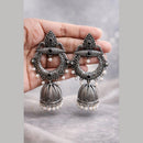 Maharani Jewels Heritage Oxidised Plated Pota Stone Pearl Jhumki Earrings