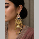 Maharani Jewels Festive Wear Kundan Stone And Pearl Ghungroo Jhumki Earrings