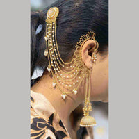 Maharani Jewels Rajwadi Style Pota Stone And Pearl Grand Earcuff Jhumki Earrings