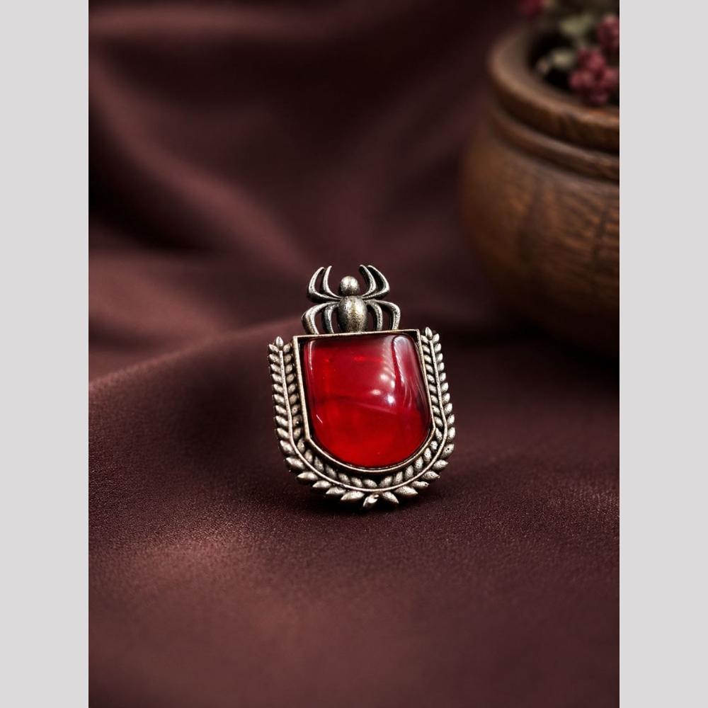 Maharani Jewels Oxidised Spider Design Statement Ring