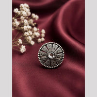 Maharani Jewels Oxidised Pota Stone Statement Ring