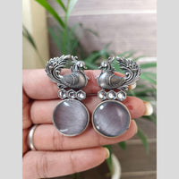 Maharani Jewels Inspired Oxidised Plated Pota And Pearl Detailing Bird Dangler Earrings