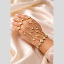 Maharani Jewels Pota Stone Hand Chain With Pearl Hand Harness Accents