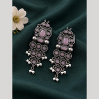 Maharani Jewels Inspired Oxidised Plated Pota And Pearl Dangler Earrings