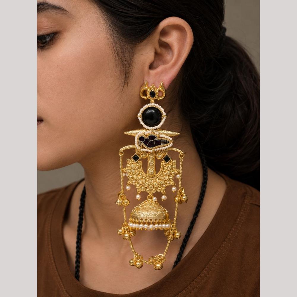 Maharani Jewels Classic Pota Stone Pearl Jhumki Earrings
