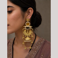 Maharani Jewels Classic Pota Stone Pearl Jhumki Earrings