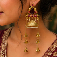 Maharani Jewels Inspired Gold Plated Kundan Stone Dangler Earrings
